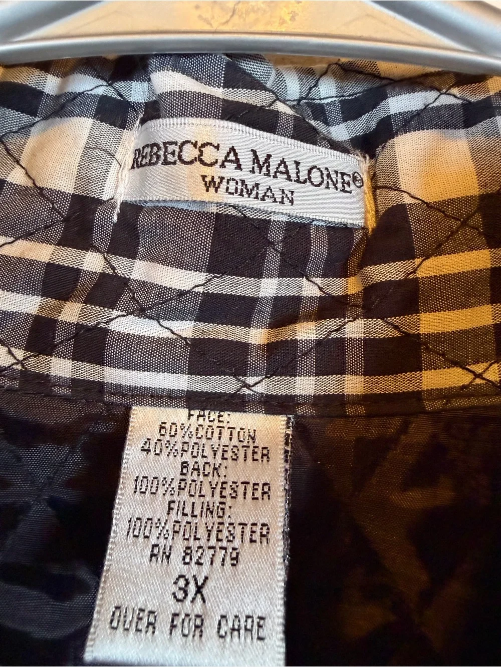 Rebecca Malone Black/White Y2K Vintage Plaid Sleeveless Snap Front Vest Size 3X